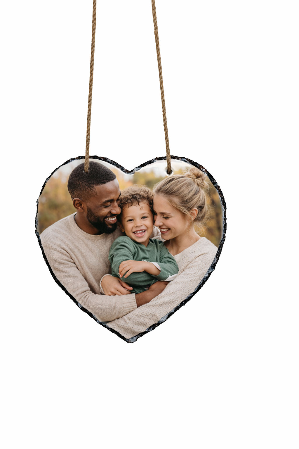 Personalised Hanging Heart Photo Slate – Custom Wall Plaque (20cm x 20cm)