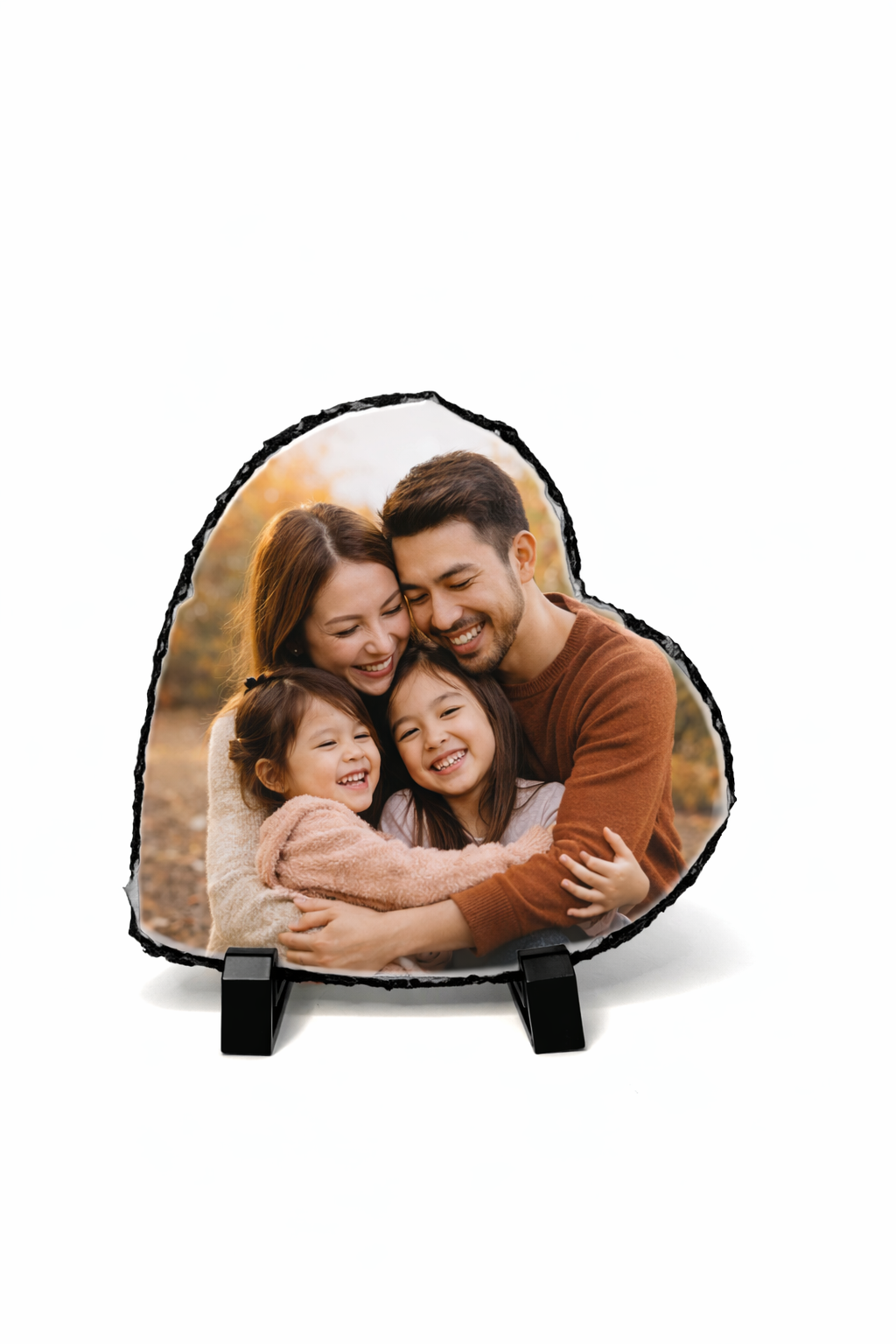 Personalised Heart Photo Slate – Custom Picture Plaque (16cm x 16cm)